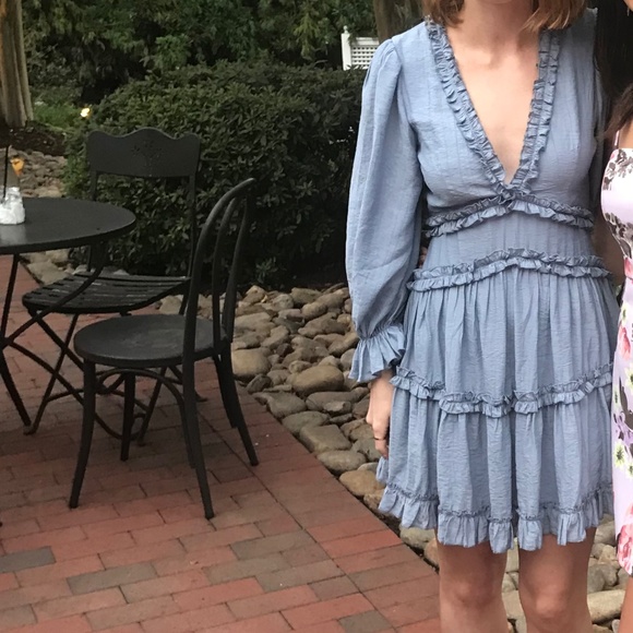 Light Blue Ruffle Mini Dress - Picture 6 of 7